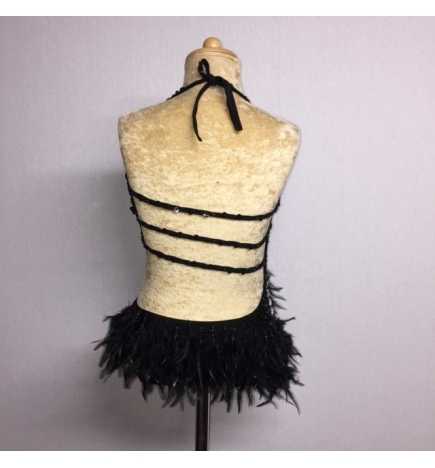 Black Lucy Diamante Feather Leotard