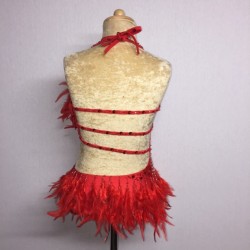 Red Lucy Diamante Feather Leotard
