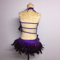 Dark Purple Lucy Diamante Feather Leotard
