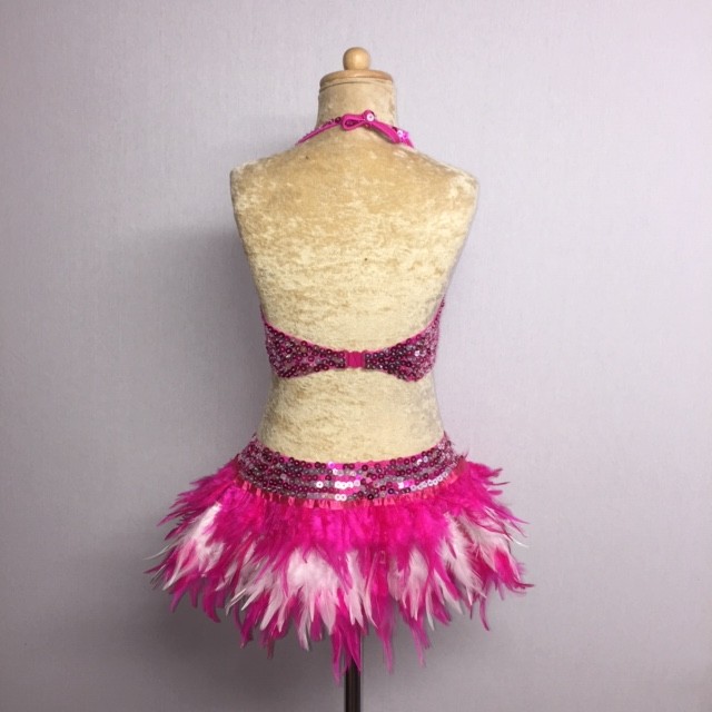 Hot Pink-White USA Crop Top and Feather Skirt Set