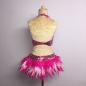 Hot Pink-White USA Crop Top and Feather Skirt Set