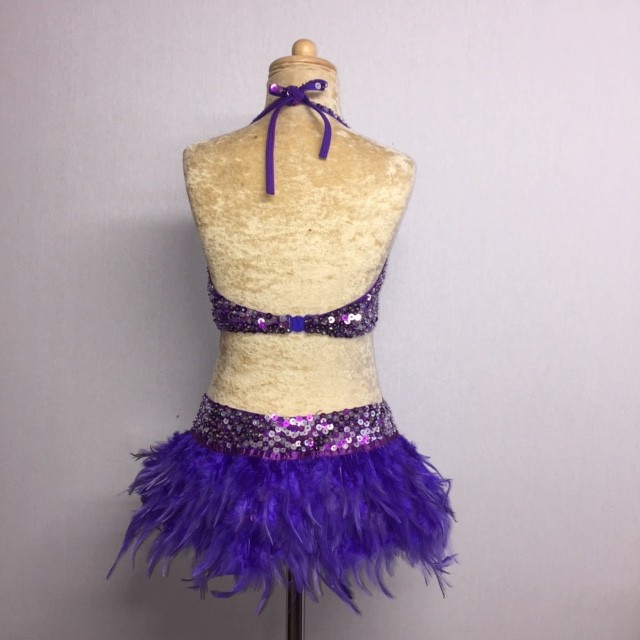 USA Crop Top and Feather Skirt Set Dark Purple