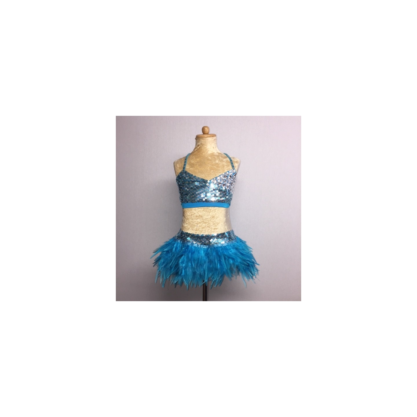 Aqua USA Crop Top and Feather Skirt Set