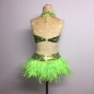 Lime Green USA Crop Top and Feather Skirt Set Lime Green USA Crop Top and Feather Skirt Set
