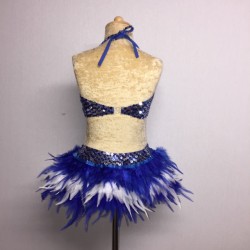 USA Crop Top and Feather Skirt Set Royal Blue and White