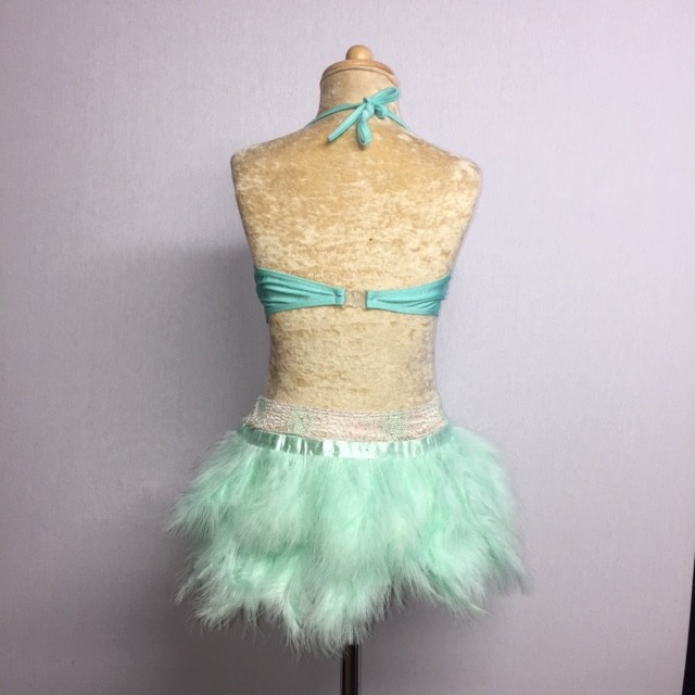 USA Lace Crop Top and Feather Skirt Mint