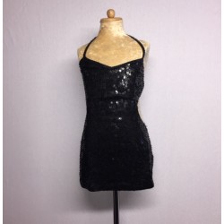 Kiki Low Back Sequin Dress Black