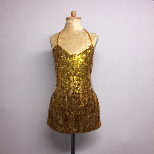 Kiki Low Back Sequin Dress Gold