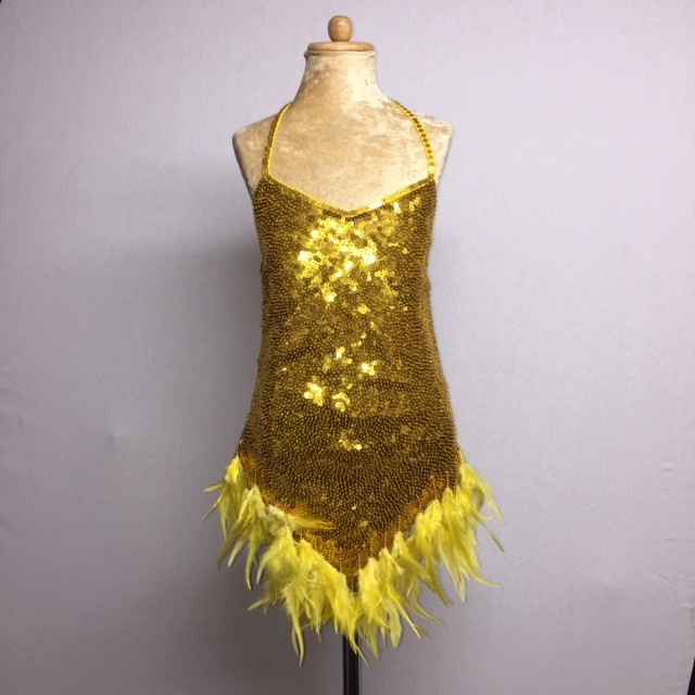 Gold Kiki Sequin Feather Dress
