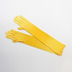 Yellow Elbow Length Satin Glove
