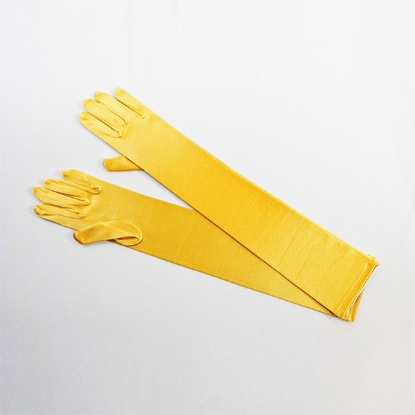 Yellow Elbow Length Satin Gloves
