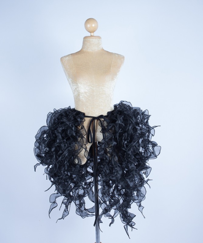 Black Crystal Organza Bustle Seaweed Skirt