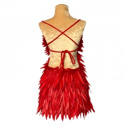 Red Deluxe Diamanté Feather Dress