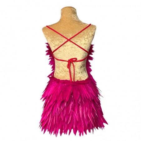 Deluxe Diamanté Feather Dress Hot Pink