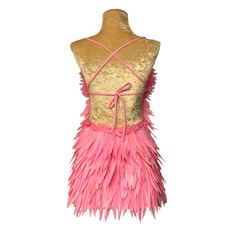 Light Pink Deluxe Diamanté Feather Dress
