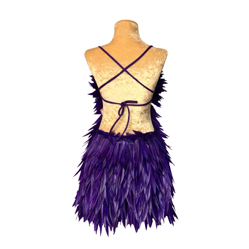 Purple Deluxe Diamanté Feather Dress