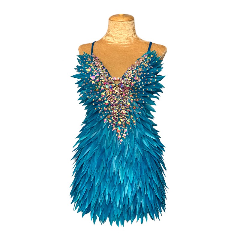 Aqua Deluxe Diamanté Feather Dress