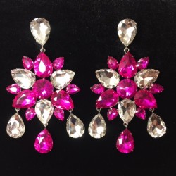 Hot Pink and Clear Crystal Diamante Dangle Earring E16