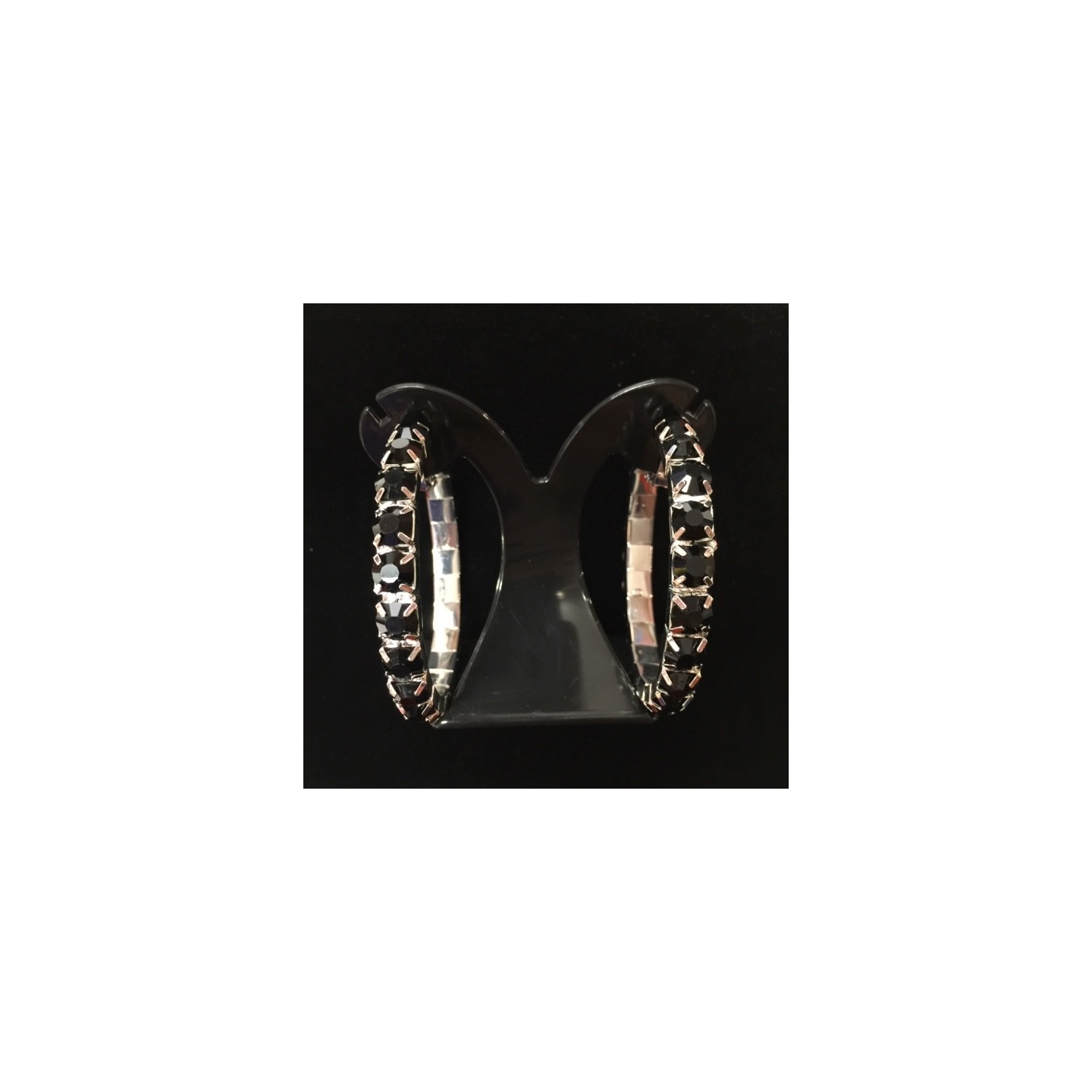 Black Crystal Classic HOP Showgirl Hoops