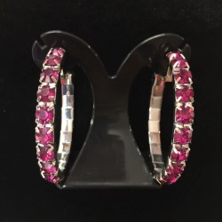 Hot Pink Crystal Classic HOP Showgirl Hoops