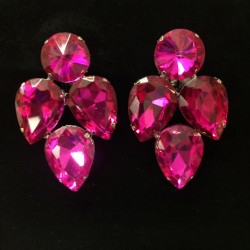 Hot Pink Crystal Diamante Showgirl Earring E01