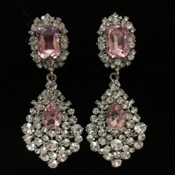 Light Pink and Clear Crystal Diamante Earring S30