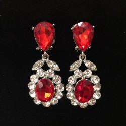 Red and Clear Crystal Diamante Earring S36