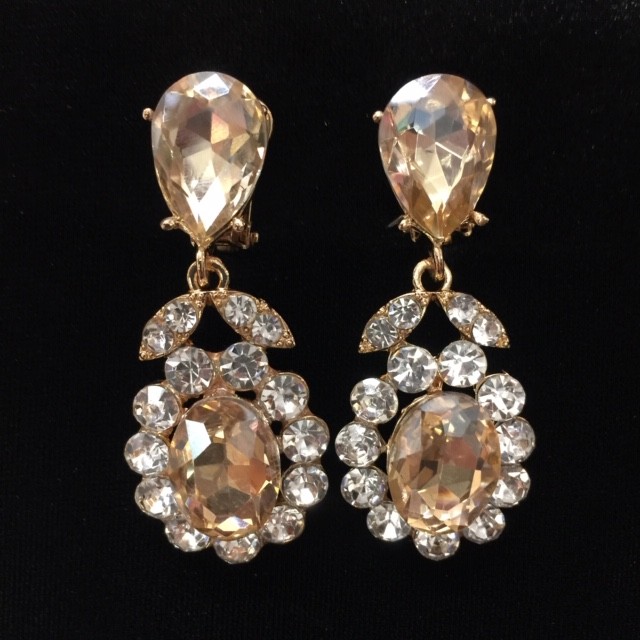 Gold and Clear Crystal Diamante Earring E03