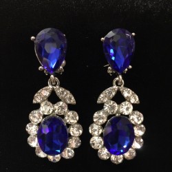 Royal Blue and Clear Crystal Diamante Earring E03