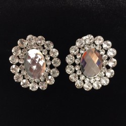 Clear Crystal Button Diamante Earring