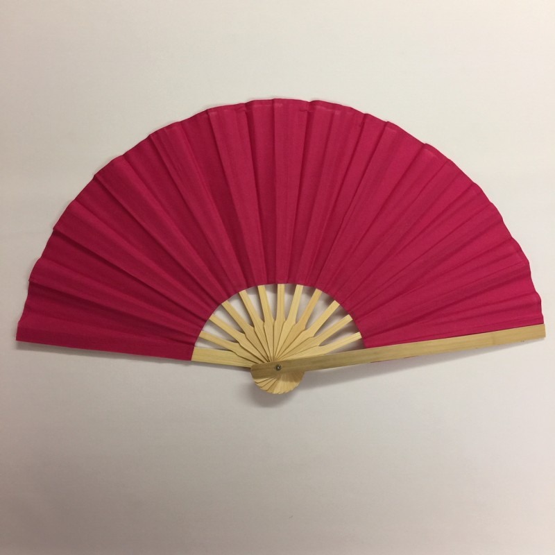 Hot Pink Bamboo Handle Party Fan