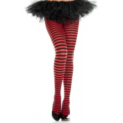Black and Red Music Legs Striped Pantyhose