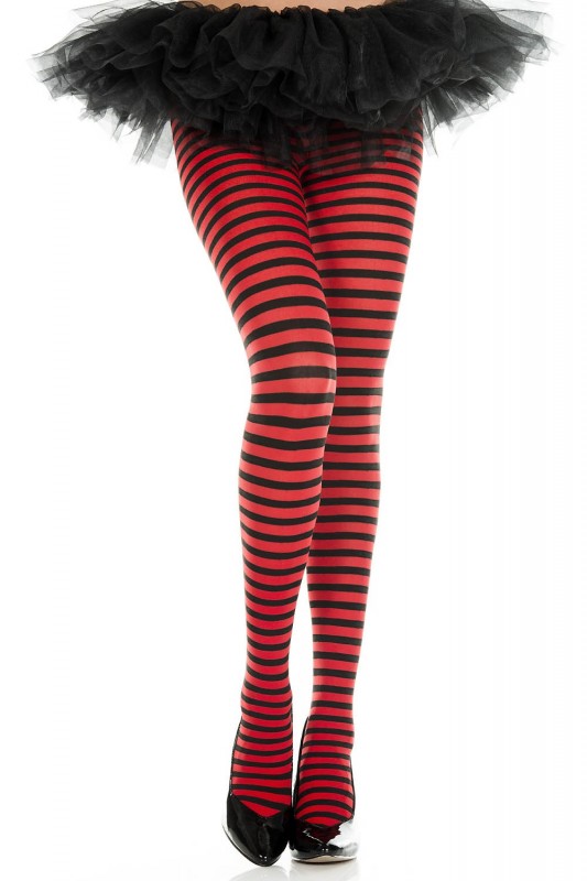 Black and Red Music Legs Striped Pantyhose