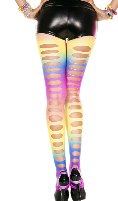 Music Legs Ripped Rainbow Spandex Leggings