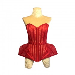 Red Lace Cup Hip Corset