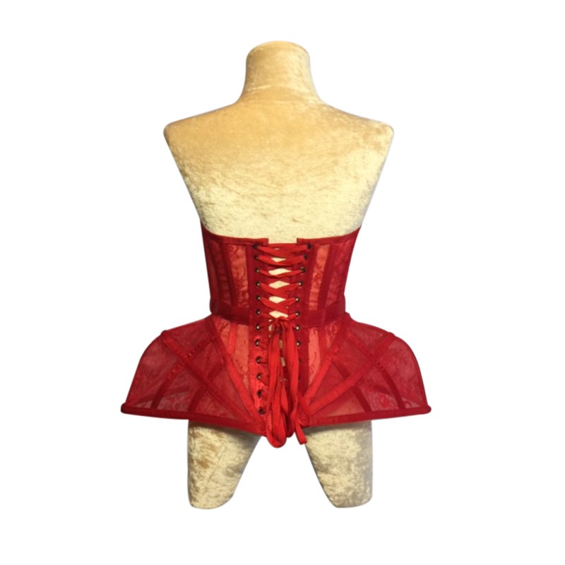Red Lace Cup Hip Corset