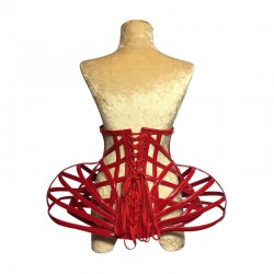 Gaga Under Bust PVC Cage Corset Dual Layer Red