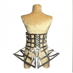 Silver Gaga Under Bust PVC Cage Corset