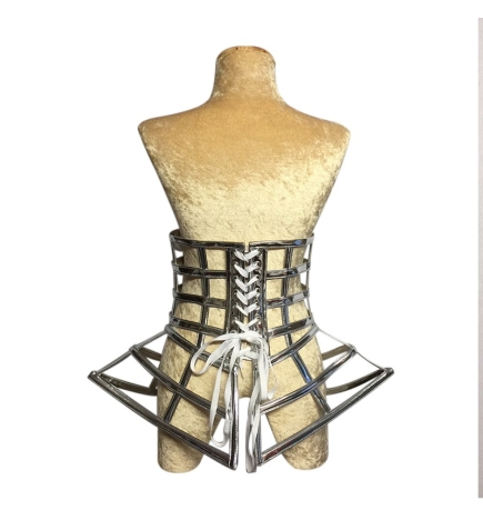 Silver Gaga Under Bust PVC Cage Corset
