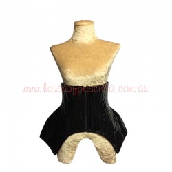Black PVC Under Bust Hip Corset with Lace Up Back