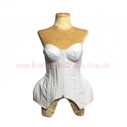 Metallic Cup Hip Corset with Lace Up Back White