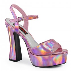 Demonia Dolly 09 Platform Strap Sandal Pink Hologram