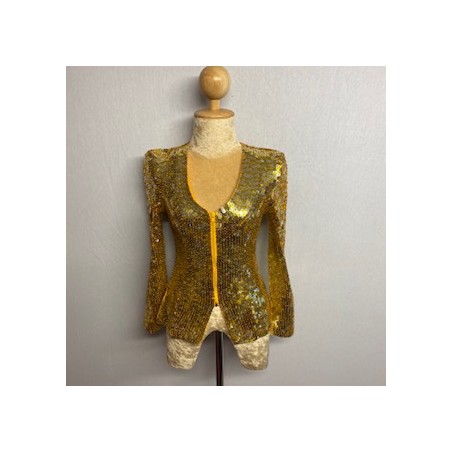 Gold Sequin Zip Front Jacket