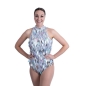 White-Silver Keyhole Back Diamond Cut Sequin Bodysuit