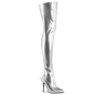 Seduce 3000 Thigh High Stretch Boot Faux Leather Silver Pleaser