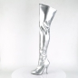 Seduce 3000 Thigh High Stretch Boot Faux Leather Silver Pleaser
