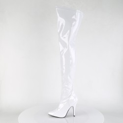 Pleaser Seduce 3000 Thigh High Stretch Boot White Patent
