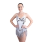 White-Silver Cut Mirror Lycra Bodysuit with Diamante Fringe