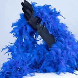Royal Blue Turkey Feather Boa 180cm with Silver Tinsel Flick