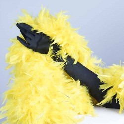 Yellow Turkey Feather Boa 180cm with Silver Tinsel Flick